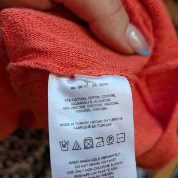 Anthropologie Moth Vibrant Orange Short Sleeve Tee Button Back Cotton Blend M - Picture 6 of 7